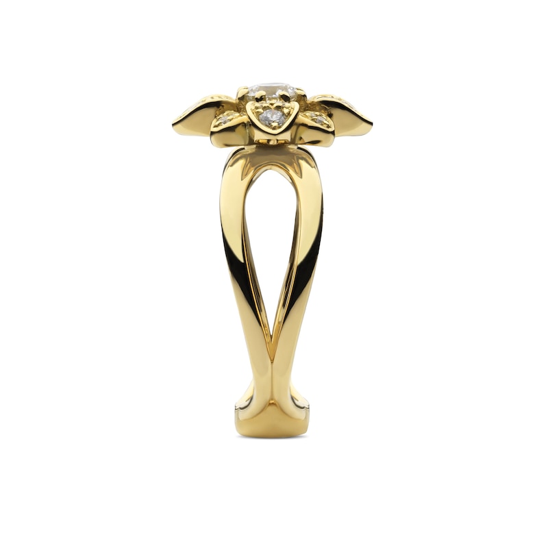 Main Image 4 of Gucci Flora 18ct Yellow Gold 0.16ct Diamond Flower Shaped Ring (Size J - K)