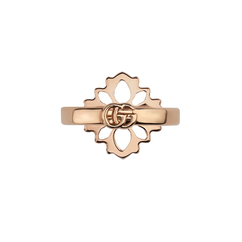 Main Image 3 of Gucci Flora 18ct Rose Gold Diamond Flower Shaped Ring (Size J - K)