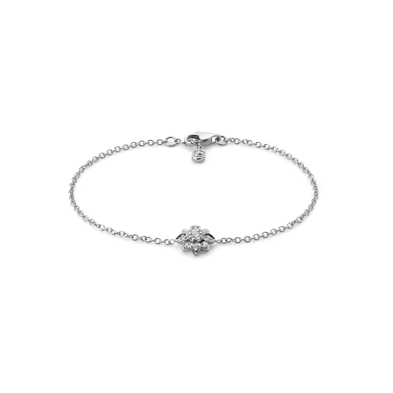 Main Image 1 of Gucci Flora 18ct White Gold & 0.15ct Diamond Chain 6.3&quot; Bracelet