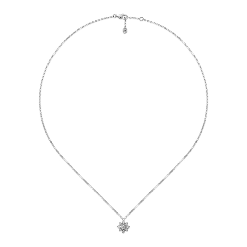 Main Image 1 of Gucci Flora 18ct White Gold 0.15ct Diamond Pendant Necklace