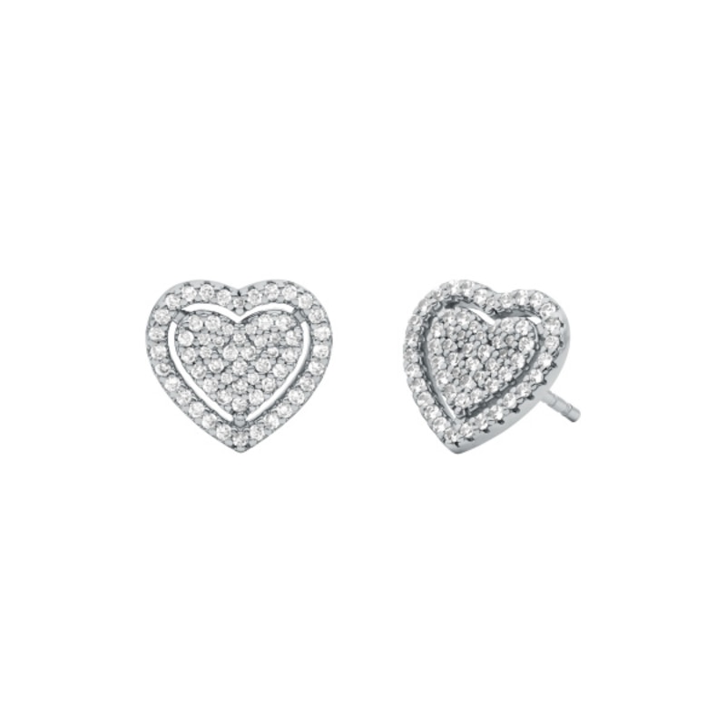 Main Image 1 of Michael Kors Love Sterling Silver & CZ Heart Shaped Stud Earrings