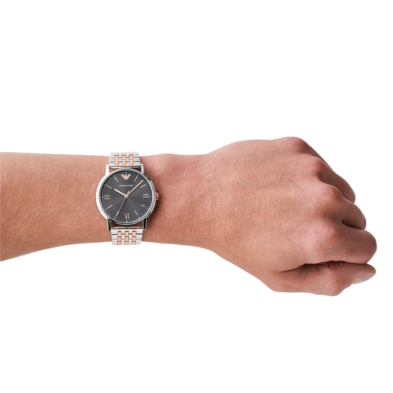 Emporio Armani Men's Grey Dial & Two-Tone Stainless Steel Bracelet Watch