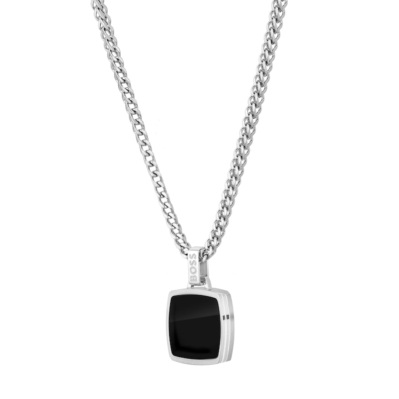 Main Image 1 of BOSS Odell Men's Stainless Steel 22&quot; Black Onyx Pendant Necklace