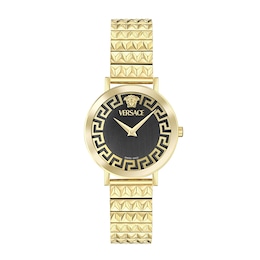 Versace Deadalus Black Dial & Gold Tone Bracelet Watch