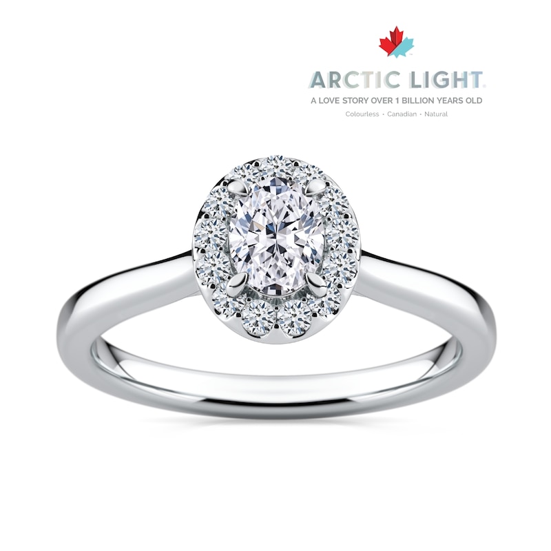 Main Image 1 of Arctic Light Platinum 0.40ct Diamond Oval Halo Ring