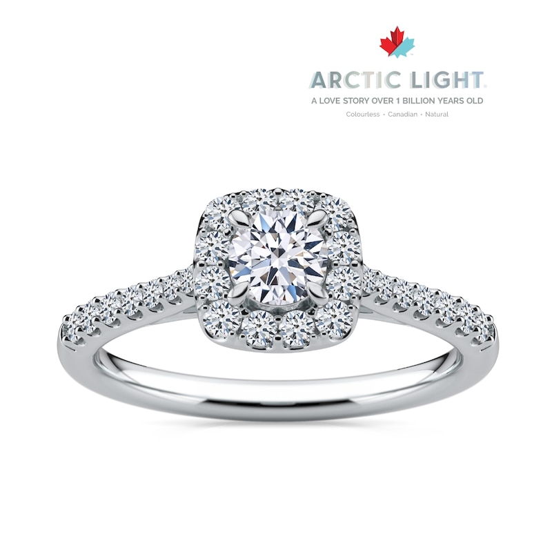 Main Image 1 of Arctic Light Platinum 0.50ct Diamond Cushion Halo Ring