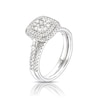 Thumbnail Image 2 of 18ct White Gold 0.50ct Diamond Cushion Shaped Cluster Bridal Set