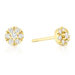 9ct Yellow Gold 0.24ct Diamond Cluster Stud Earrings