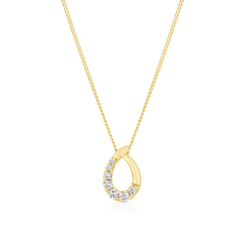 Main Image 1 of 9ct Yellow Gold 0.10ct Diamond Organic Shaped Pendant