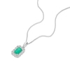 Thumbnail Image 2 of 9ct White Gold 0.20ct Diamond & Emerald Halo Pendant