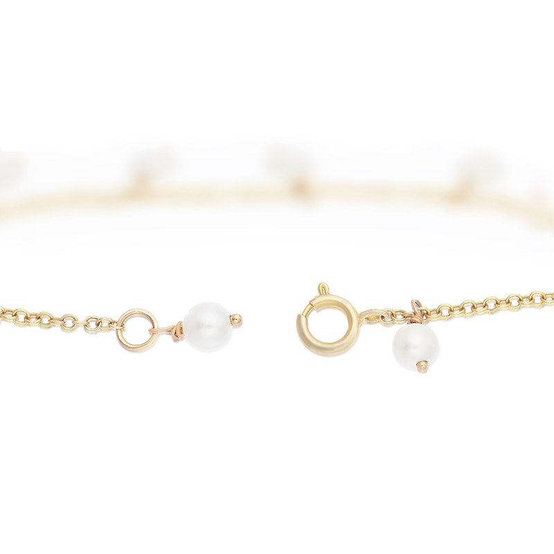 Main Image 3 of 9ct Yellow Gold Cultured Freshwater Pearl 6.25+1&quot; Droplet Station Bracelet