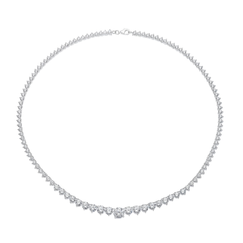 Main Image 2 of Sterling Silver Graduated Cubic Zirconia Tennis Necklace