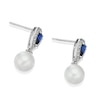 Thumbnail Image 2 of 9ct White Gold Cultured Freshwater Pearl, Created Sapphire & CZ Drop Earrings