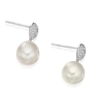 Thumbnail Image 2 of 9ct White Gold Cultured Freshwater Pearl & Diamond Drop Earrings