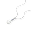 Thumbnail Image 2 of 9ct White Gold 16+2&quot; Diamond Created Sapphire & Cultured Freshwater Pearl Pendant