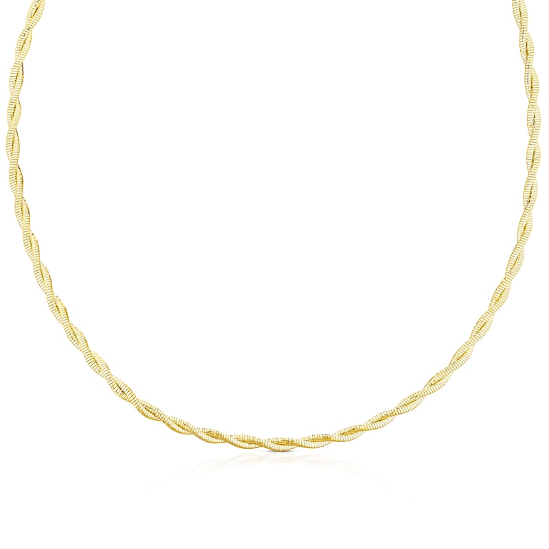 Main Image 1 of 9ct Yellow Gold 16+2&quot; Twist Sparkle Spring Necklace