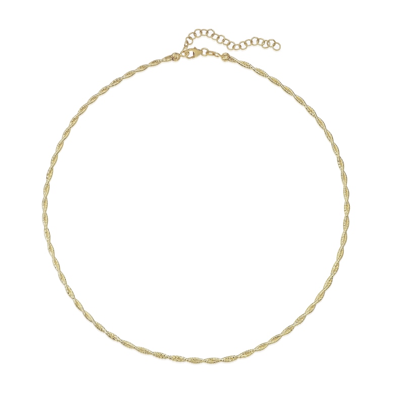 Main Image 2 of 9ct Yellow Gold 16+2&quot; Twist Sparkle Spring Necklace