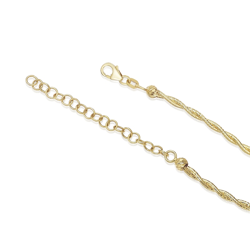 Main Image 3 of 9ct Yellow Gold 16+2&quot; Twist Sparkle Spring Necklace