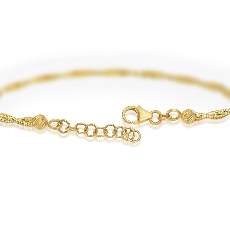 Main Image 3 of 9ct Yellow Gold 7&quot; Twist Sparkle Spring Chain Bracelet