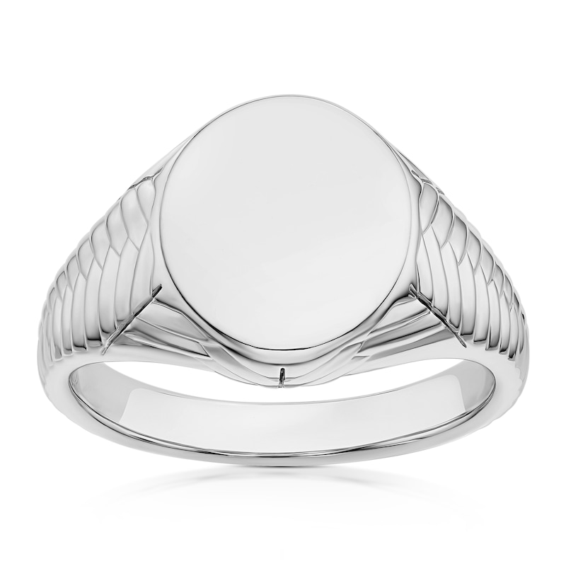 Main Image 1 of Sterling Silver Chevron & Braided Oval Signet Ring