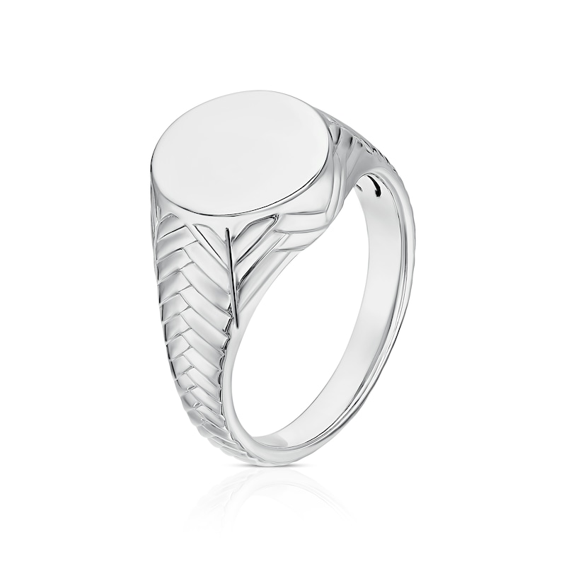 Main Image 2 of Sterling Silver Chevron & Braided Oval Signet Ring