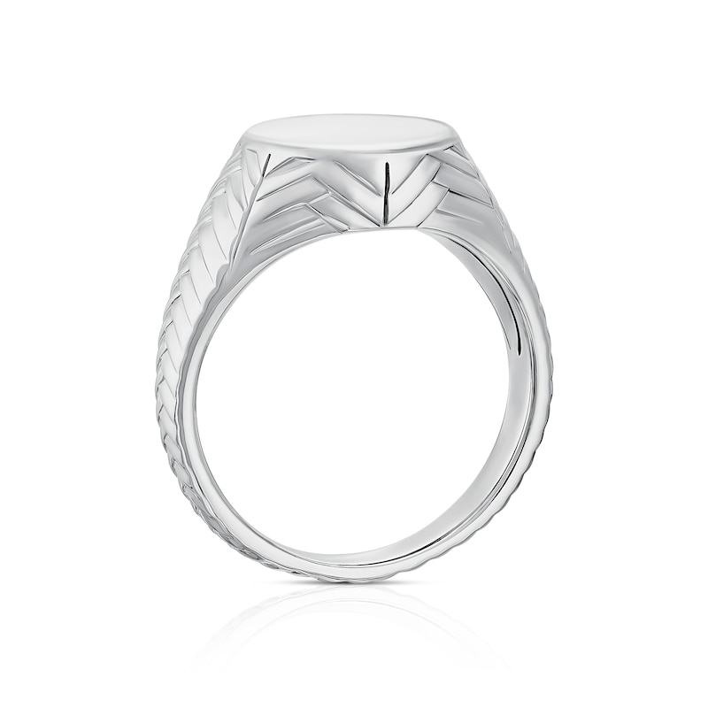 Main Image 3 of Sterling Silver Chevron & Braided Oval Signet Ring