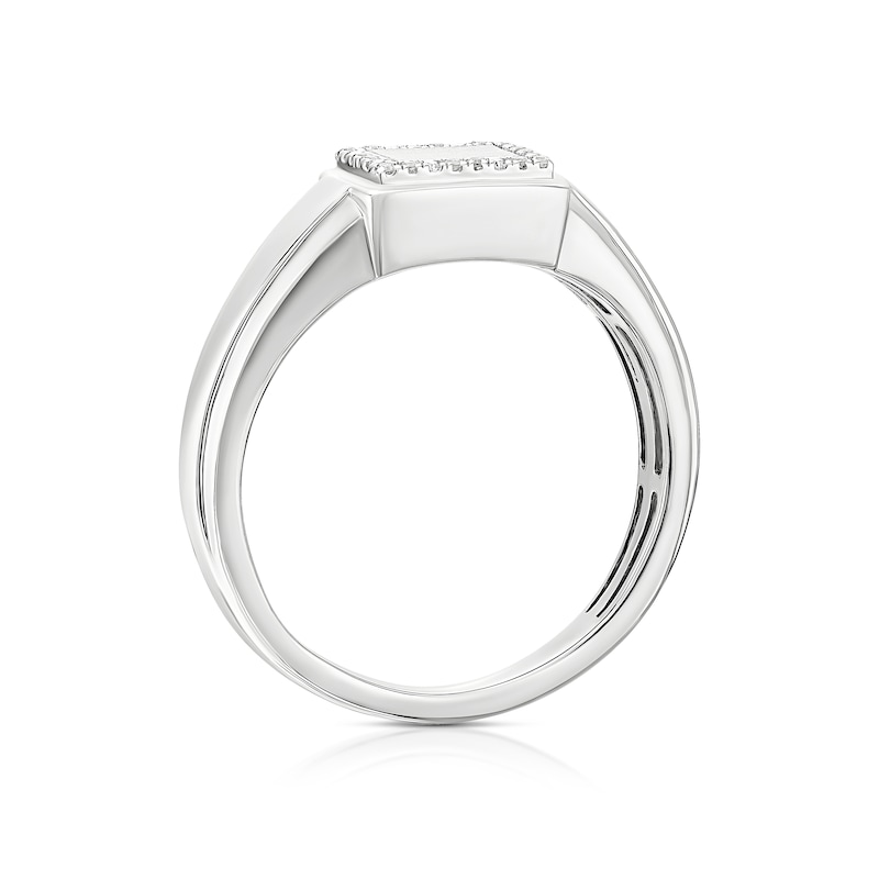 Main Image 3 of Sterling Silver Diamond Square Signet Ring