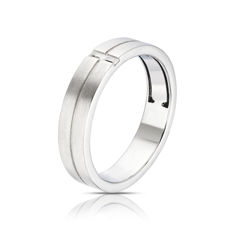 Main Image 2 of Sterling Silver Matte Cubic Zirconia Engraved Band