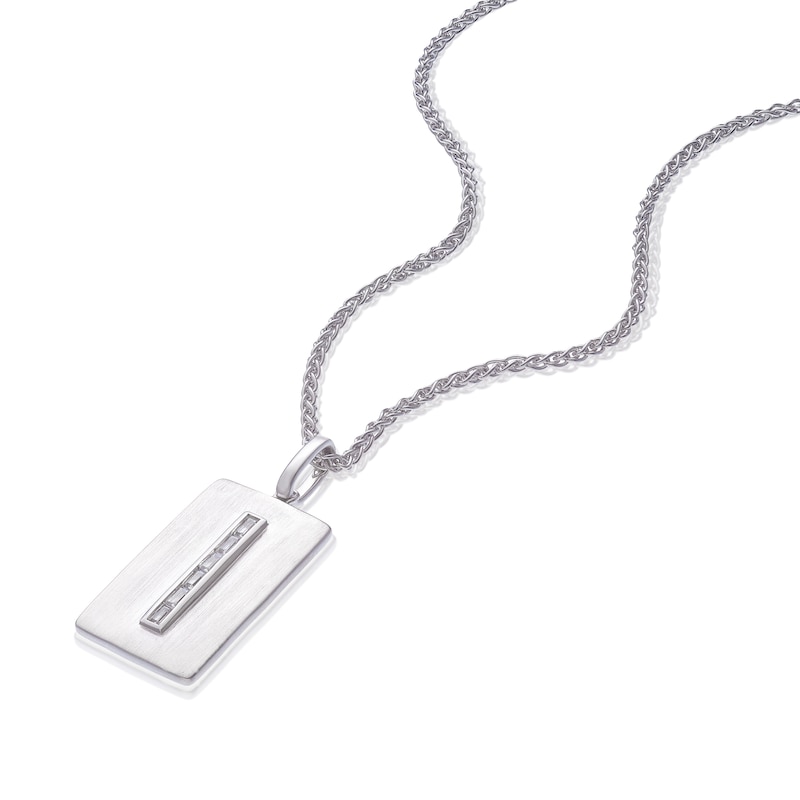 Main Image 2 of Sterling Silver & Cubic Zirconia Square Dog Tag Pendant