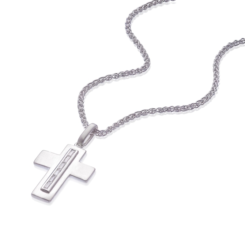 Main Image 2 of Sterling Silver & Cubic Zirconia Cross Pendant Necklace