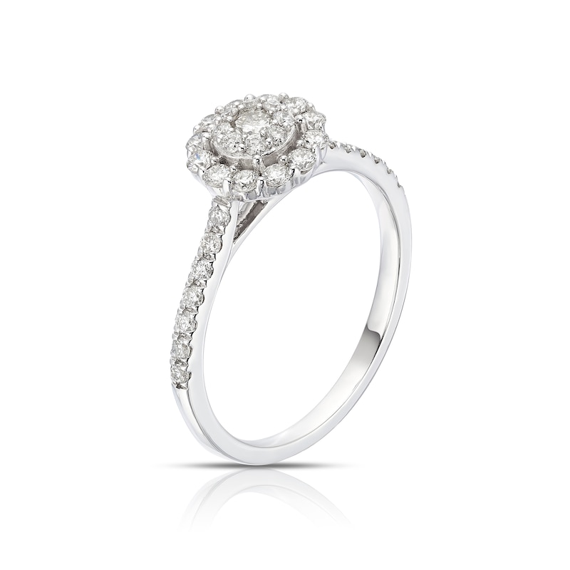 Main Image 2 of 9ct White Gold 0.50ct Diamond Cluster Halo Ring