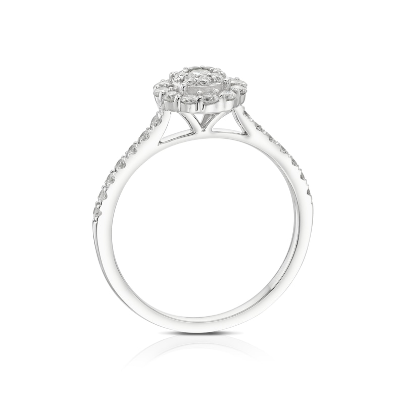 Main Image 3 of 9ct White Gold 0.50ct Diamond Cluster Halo Ring