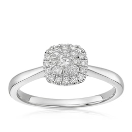 9ct White Gold 0.25ct Diamond Halo Ring