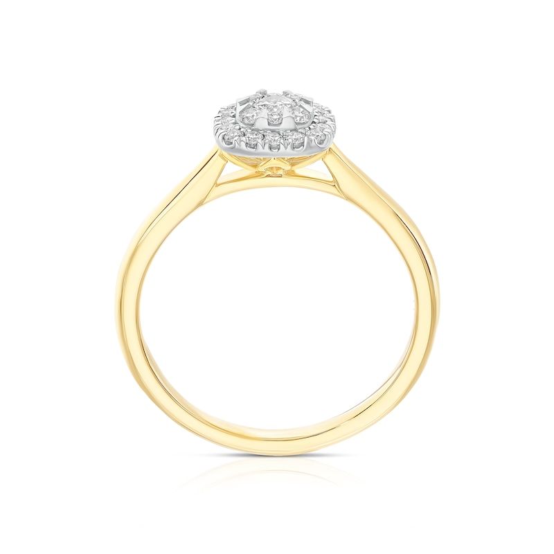 Main Image 3 of 9ct Two Gold 0.25ct Diamond Cushion Shaped Cluster Ring