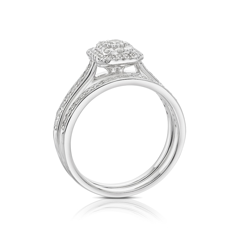 Main Image 3 of 9ct White Gold 0.50ct Diamond Halo Bridal Set