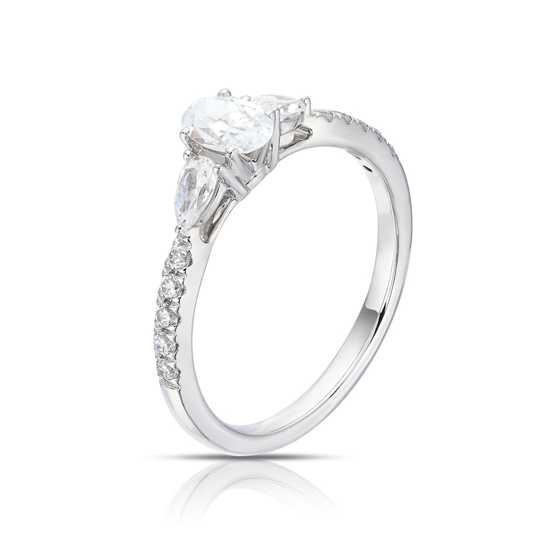 Main Image 2 of Platinum 0.75ct Diamond Oval & Pear Cut Trilogy Ring