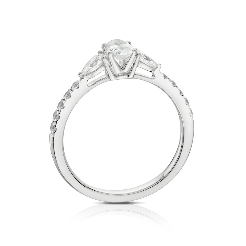 Main Image 3 of Platinum 0.75ct Diamond Oval & Pear Cut Trilogy Ring