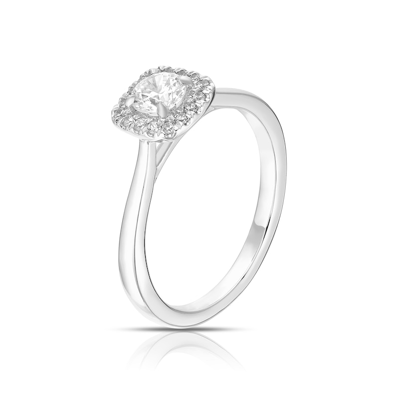 Main Image 2 of 18ct White Gold & Platinum 0.50ct Diamond Cushion Shaped Ring