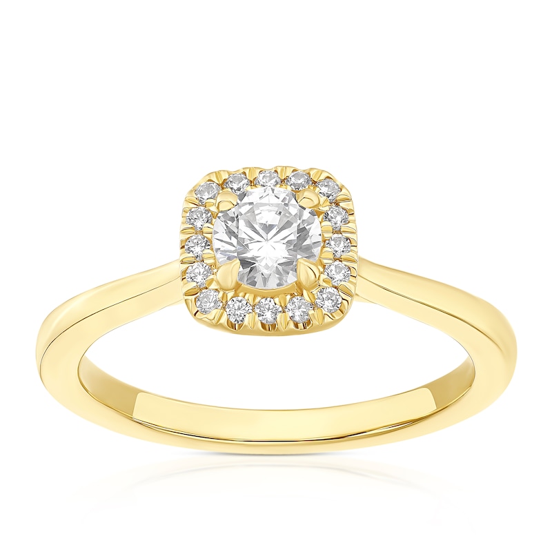 Main Image 1 of 18ct Yellow Gold 0.50ct Diamond Halo Ring