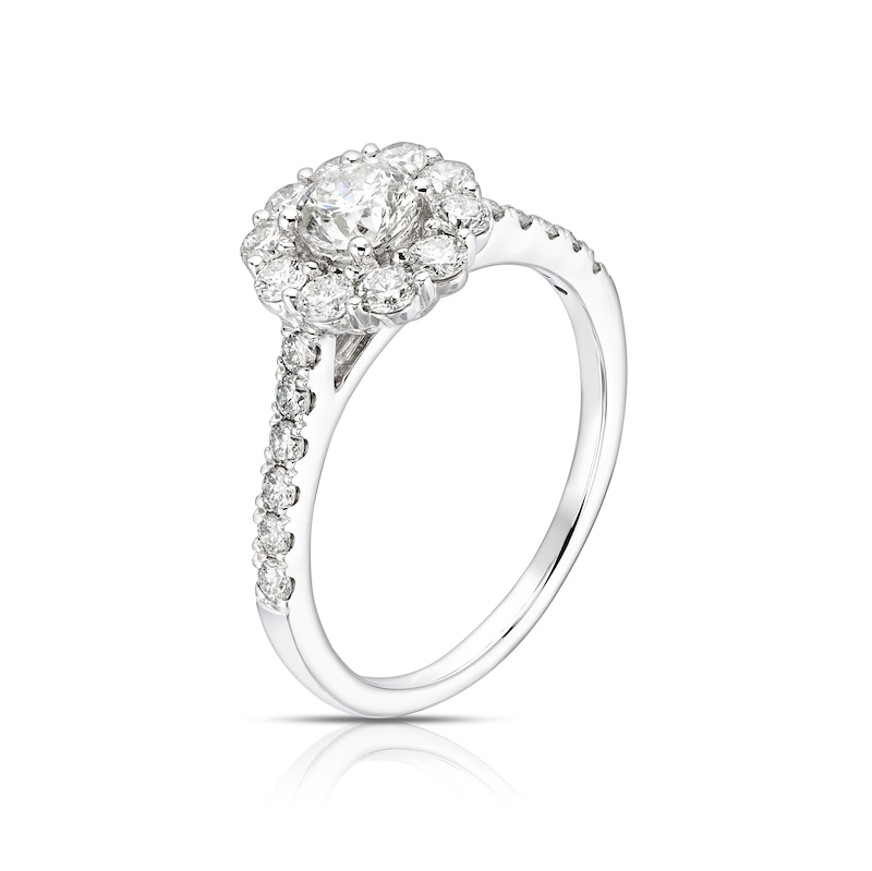 Main Image 2 of Platinum 1ct Diamond Round Flower Halo Ring