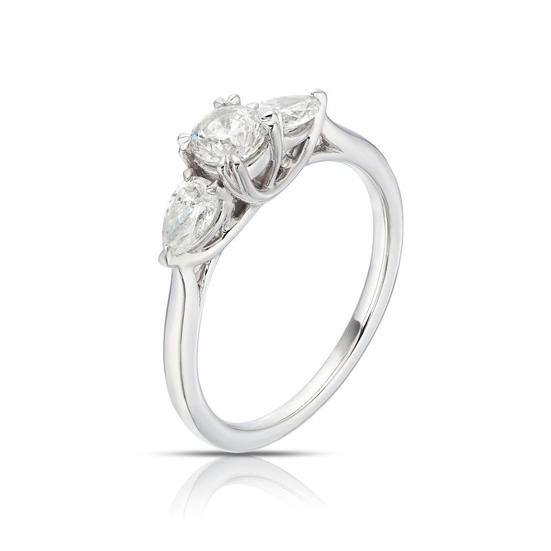 Main Image 2 of Platinum 0.75ct Diamond Round & Pear Cut Trillogy Ring