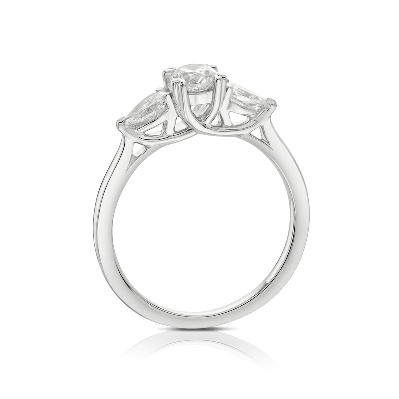 Main Image 3 of Platinum 0.75ct Diamond Round & Pear Cut Trillogy Ring