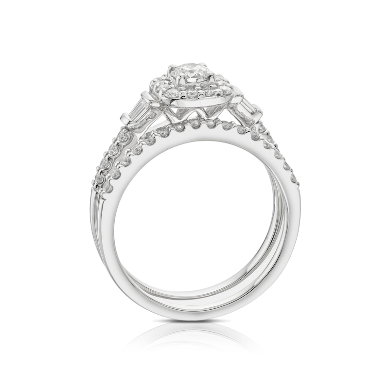 Main Image 3 of Platinum 0.75ct Diamond Cushion Shaped Bridal Set