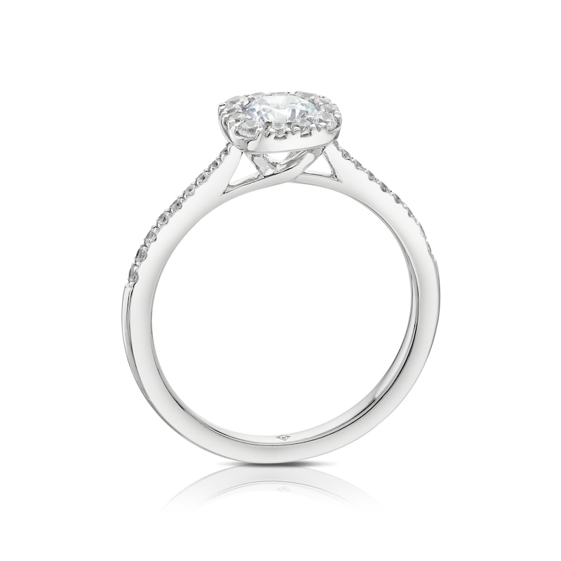 Main Image 3 of The Diamond Story Platinum 0.75ct Diamond Cushion Shaped Halo Ring