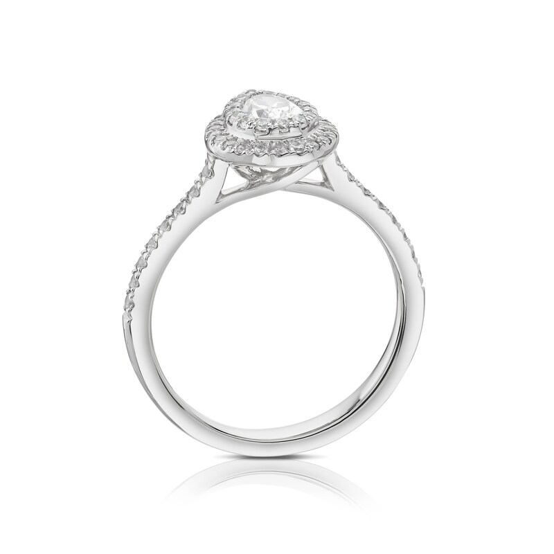 Main Image 3 of The Diamond Story Platinum 0.75ct Diamond Pear Shaped Double Halo Ring