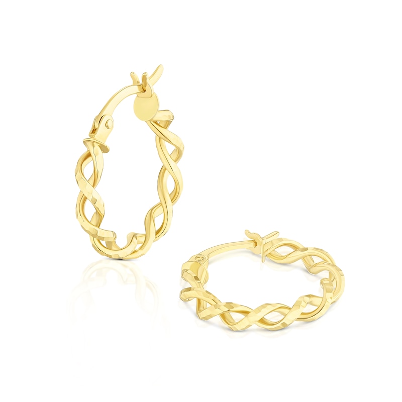 Main Image 1 of 9ct Yellow Gold Open Twist Hoop Earrings