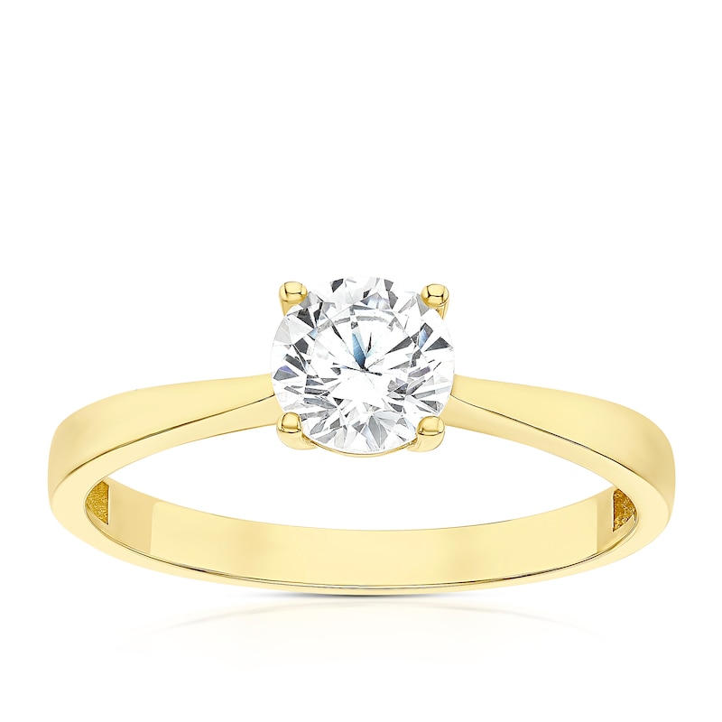 Main Image 1 of 9ct Yellow Gold 5.5mm Cubic Zirconia Solitaire Ring