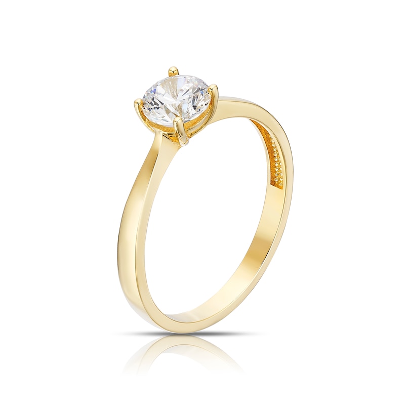 Main Image 2 of 9ct Yellow Gold 5.5mm Cubic Zirconia Solitaire Ring