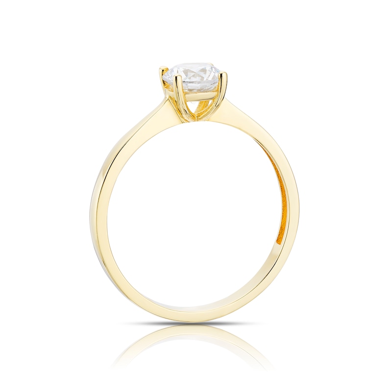 Main Image 3 of 9ct Yellow Gold 5.5mm Cubic Zirconia Solitaire Ring