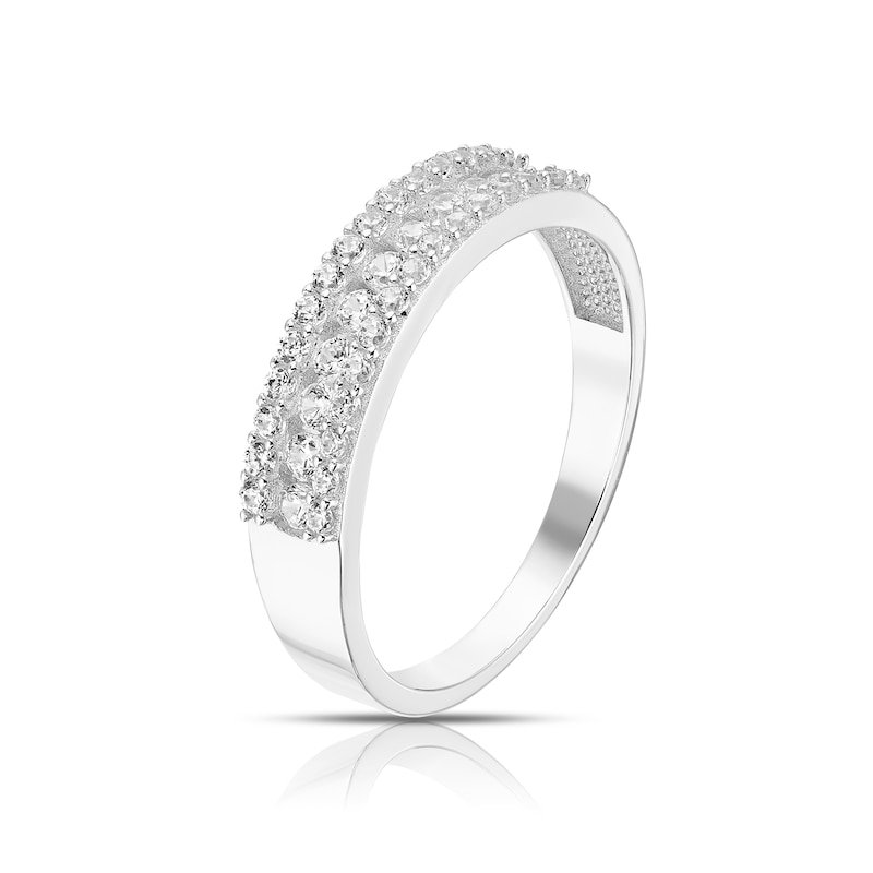 Main Image 2 of 9ct White Gold Three Row Cubic Zirconia Eternity Ring